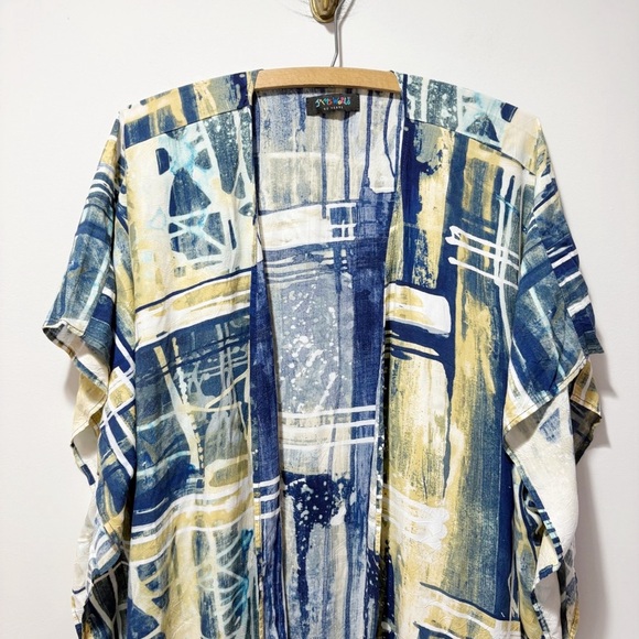 Jams World 60 Year Anniversary Kimono Jacket One Size Blue Abstract Art Hawaiian - Picture 3 of 14